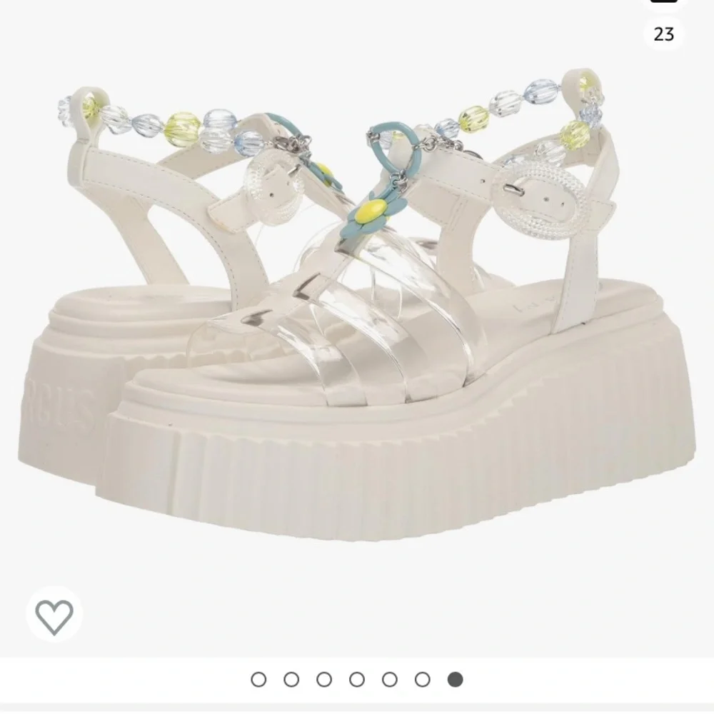 Circus by Sam Edelman White Platform Sandals with Blue & Yellow Flower Charms